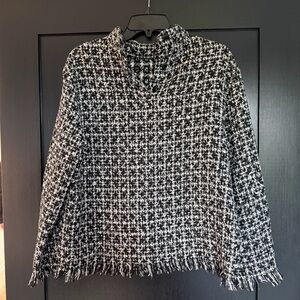 Chic Black and White Tweed Sweater